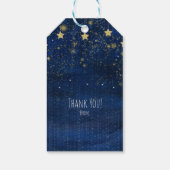 Bright Blue & Gold Starry Celestial Gastgeschenk Geschenkanhänger (Rückseite)