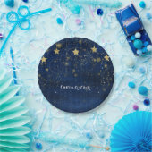 Bright Blue & Gold Starry Celestial Party Pappteller (Party)