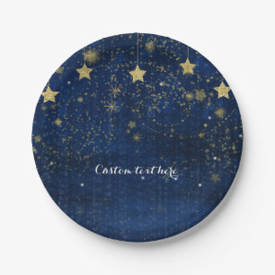 Bright Blue & Gold Starry Celestial Party Pappteller