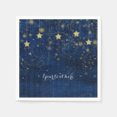 Bright Blue Gold Starry Celestial Whimsical Party Serviette (Vorderseite)