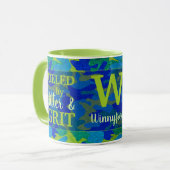 Bright Blue & Green Camouflage Glitter Camo Name Tasse (Vorderseite Links)