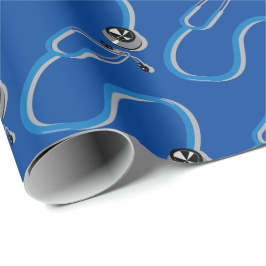Bright Blue Hospital Doctor and Nurse Stethoscope Geschenkpapier (Rolleneckpunkt)