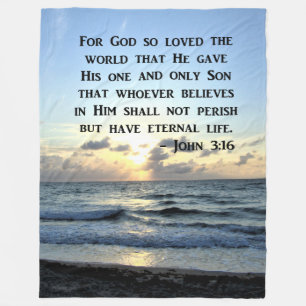 BRIGHT BLUE JOHN 3:16 OCEAN FOTO DESIGN FLEECEDECKE