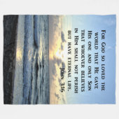 BRIGHT BLUE JOHN 3:16 OCEAN FOTO DESIGN FLEECEDECKE (Vorderseite (Horizontal))