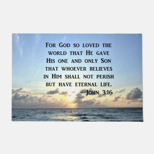 BRIGHT BLUE JOHN 3:16 OCEAN FOTO DESIGN FUßMATTE (Vorderseite)
