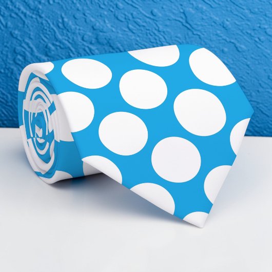 Bright Blue Jumbo Polka Dots Custom Necktie Krawatte