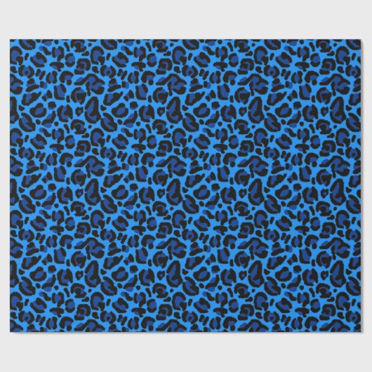 Bright Blue Leopard Print Cheetah Spots Geschenkpapier (Flach)