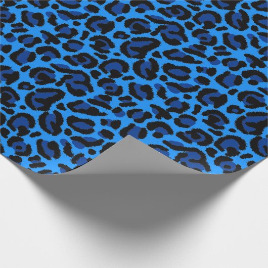Bright Blue Leopard Print Cheetah Spots Geschenkpapier (Ecke)