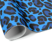 Bright Blue Leopard Print Cheetah Spots Geschenkpapier (Rolleneckpunkt)
