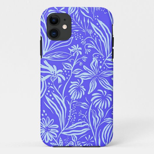 Bright blue-Lilac floral pattern Case-Mate iPhone Hülle (Rückseite)