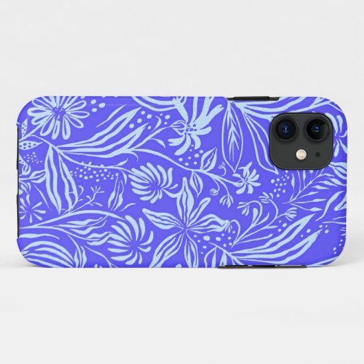 Bright blue-Lilac floral pattern Case-Mate iPhone Hülle (Rückseite (Horizontal))
