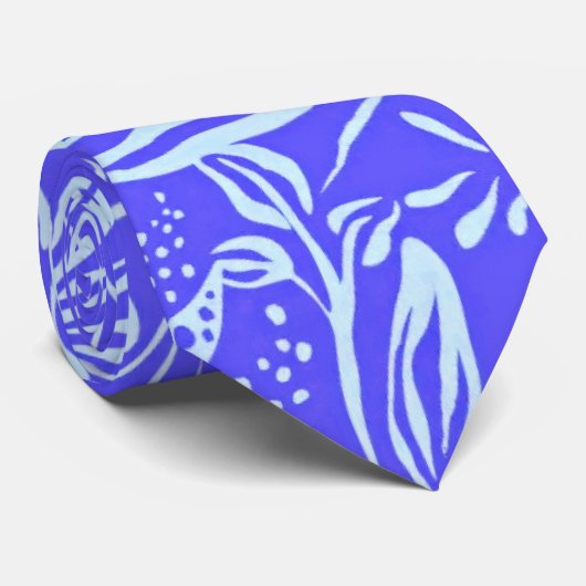 Bright blue-Lilac floral pattern Krawatte (Gerollt)