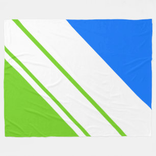 Bright Blue Lime Green Wide White Racing Streifen Fleecedecke
