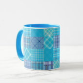 Bright Blue Madras Kariert Tasse (Vorderseite Links)
