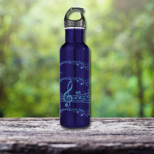 Bright Blue Musiknote Personalisiert Edelstahlflasche