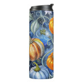 BRIGHT BLUE & ORANGE FALL AUTUMN PUMPKINS THERMOSBECHER (Nach links gedreht)