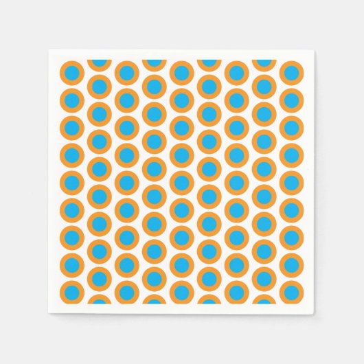 Bright Blue Orange Polka Dots Modern Funky Serviette (Vorderseite)