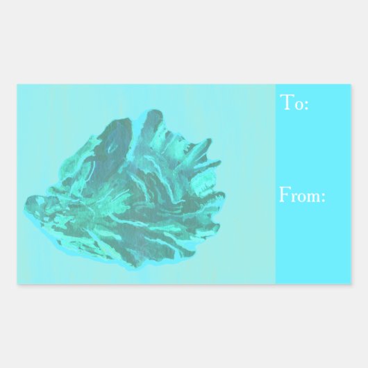 Bright Blue Oyster Seasell Rechteckiger Aufkleber (Vorderseite)