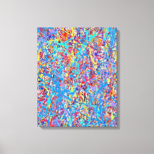 Bright Blue Paint Spritzer Abstrakt Leinwanddruck (Vorderseite)
