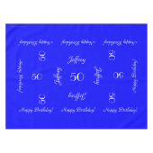 Bright Blue Personalisiert 50. Geburtstagsparty Tischdecke (Vorderseite (Horizontal))