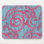Bright Blue Pink Funky Batik Spirals Art Pattern Mousepad (Vorne)
