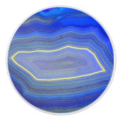 Bright Blue Polished Agate Slice Keramikknauf (Vorderseite)