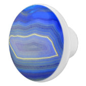 Bright Blue Polished Agate Slice Keramikknauf (Rechts)