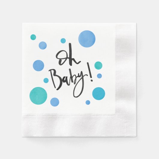 Bright Blue Polka Dot Baby Dusche Napkins Serviette (Vorderseite)