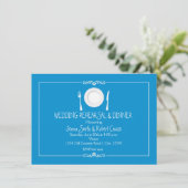 Bright Blue Probe Dinner Einladungen (Stehend Vorderseite)