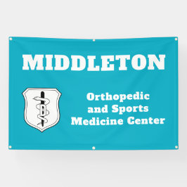 Bright Blue Promotional Business Banner with Logo