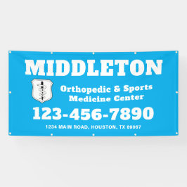 Bright Blue Promotional Business Banner with Logo