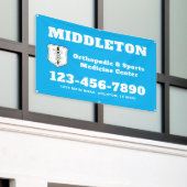 Bright Blue Promotional Business Banner with Logo (Äußeres Gebäude)