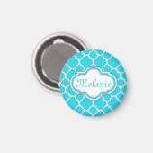 Bright Blue Quatrefoil Trellis Muster Magnet (Vorderseite/Rückseite)