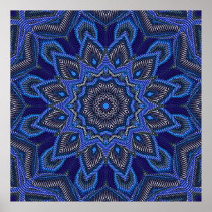 Bright Blue Radiation Star Poster