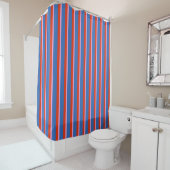 Bright Blue Red Pink Retro Stripe Pattern Duschvorhang (Beispiel)