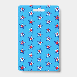 Bright Blue Red & White Star Muster Ausweis
