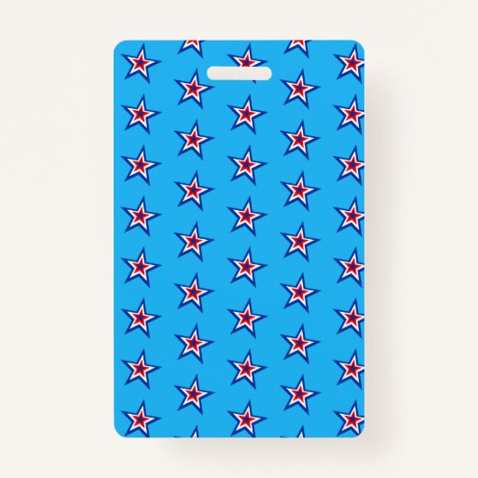 Bright Blue Red & White Star Muster Ausweis (Vorderseite)