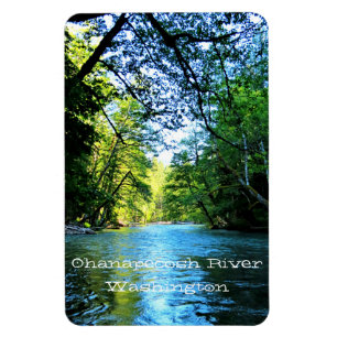Bright Blue River Under Green Trees in Washington Magnet