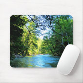 Bright Blue River Under Green Trees in Washington Mousepad (Mit Mouse)