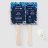 Bright Blue Rose Snowflake Weihnachtsprogramm Fächer (Vorne und Hinten)