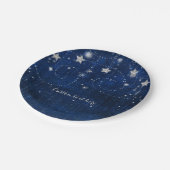 Bright Blue & Silver Starry Celestial Party Pappteller (Schrägansicht)
