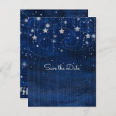 Bright Blue & Silver Starry Whimsical Celestial Ankündigungspostkarte (Vorne/Hinten)
