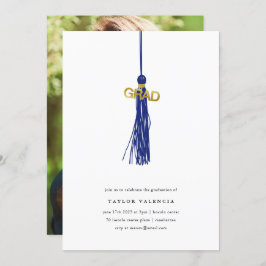 Bright Blue Tassel Graduation Party Foto Custom Einladung