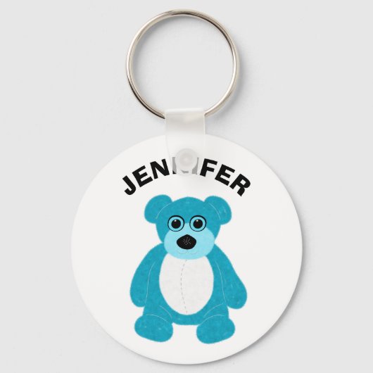 Bright Blue Teddy Bear Graphic Personalisiert Schlüsselanhänger (Vorderseite)