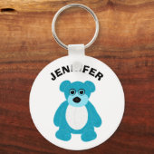 Bright Blue Teddy Bear Graphic Personalisiert Schlüsselanhänger (Vorderseite)