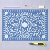 Bright Blue Traditional Bone Inlay Decoupage Paper Seidenpapier (Handwerk)