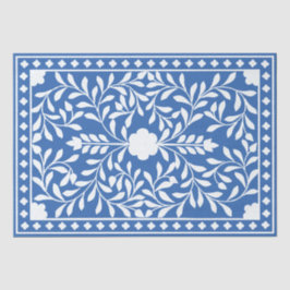 Bright Blue Traditional Bone Inlay Decoupage Paper Seidenpapier