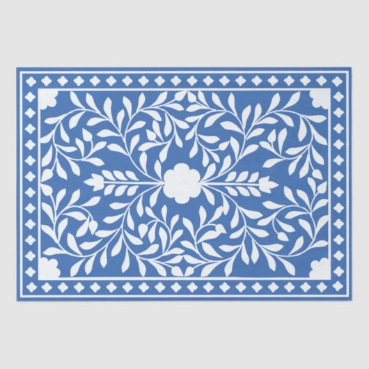 Bright Blue Traditional Bone Inlay Decoupage Paper Seidenpapier (Vorderseite)