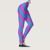Bright Blue Türkise Magenta Diagonal Chevrons Leggings (Rechts)