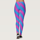 Bright Blue Türkise Magenta Diagonal Chevrons Leggings (Rückseite)